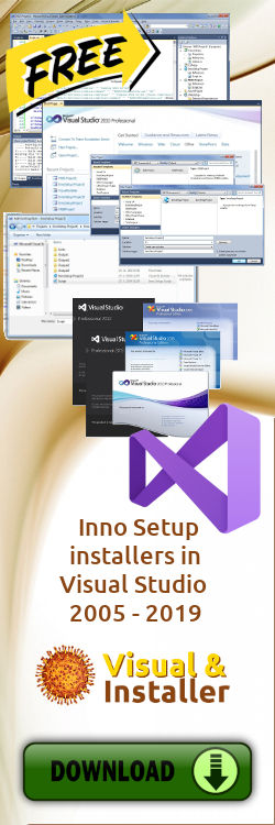 Visual & Installer - Visual Studio 2005 - 2017 addin for creating Inno Setup installers